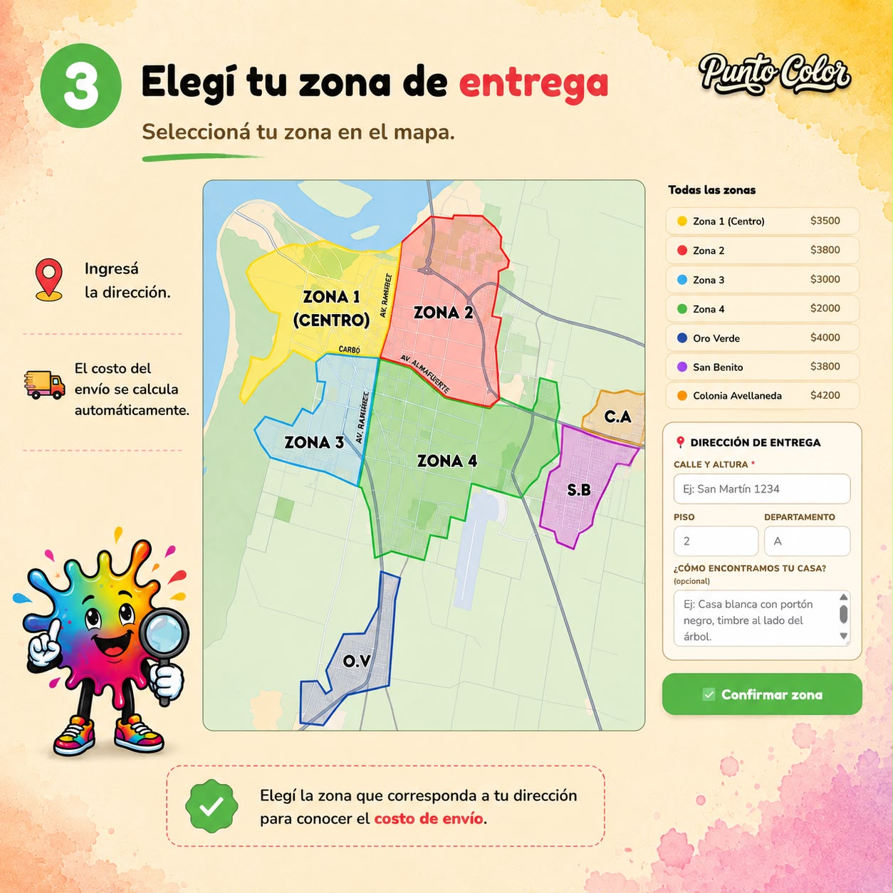 Paso 2: Elegí tu zona de entrega